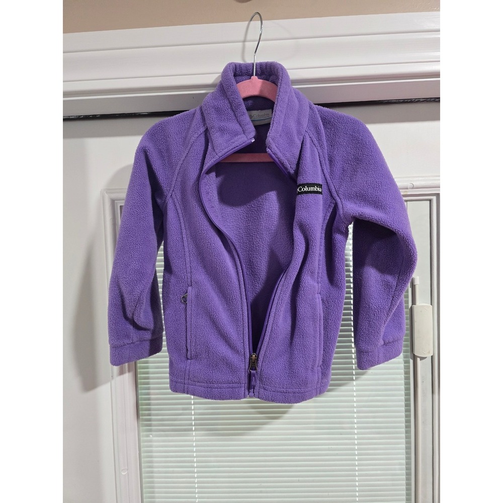Columbia Girls Purple Full Zip Fleece Jacket XXS 4/5 Outdoor Layering